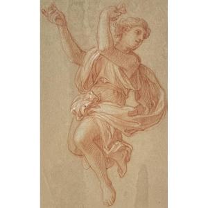 VERDIER François (1651-1730) "Figure drapée" Dessin au crayon sanguine et craie blanche