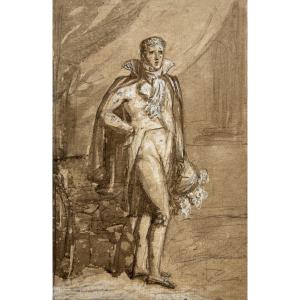 Gerard François (1770-1837) "presumed Portrait Of Eugène De Beauharnais" Drawing/black Pencil, Wash