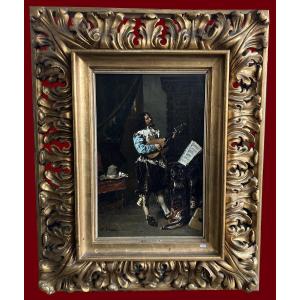 Roybet Ferdinand (1840-1920) "the Musician" Oil On Canvas, Signed, Its Frame 19th