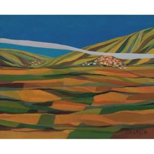 ZALAMEDA Oscar (1930-2010) Artiste Philippin"Paysage du Liban" Huile/toile, Signé, Provenance