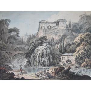 Baron BACLER D'ALBE Louis A. G. (1761-1824) "2 Paysages d'Italie" Paire de Dessins,Signés,Cadre