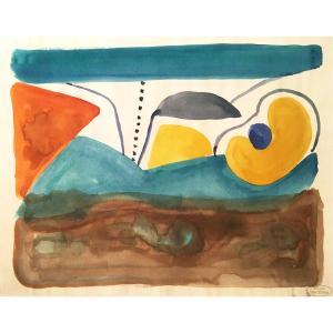 DERAIN André (1880-1954) "Composition abstraite" Aquarelle, Cachet d'atelier 