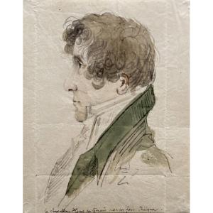 GIRARD Philippe DE (1775-1845) "Portrait Chevalier Henri de Girard"Dessin/Crayon noir,aquarelle