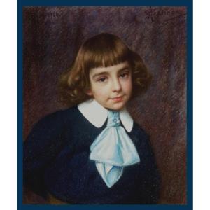 Garino Angelo (1860-1945), Italian School, "portrait Of A Child" Pastel, Signed,located & Dated