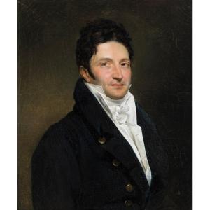 ROUGET Georges (1783-1869) Elève de DAVID "Portrait d'homme" Huile sur toile, Signé, daté,Cadre