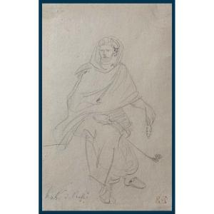 DELACROIX Eugène (1798-1863) "Un marocain" Dessin au crayon noir, Cachet de la Vente
