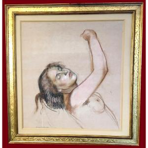 Denis Maurice (1870-1943) "psyche Taken To Heaven By Love" Pastel, Signed, Dated, Modern Frame