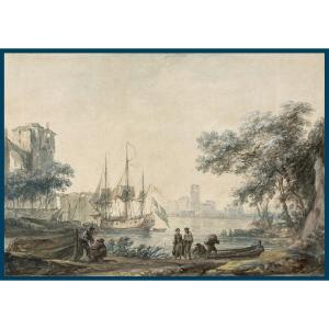 NOEL Alexandre Jean (1752-1834) "Marine" Gouache