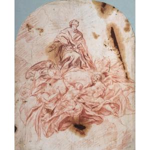Italian School 17th Century "a Saint" Drawing In Red Chalk
