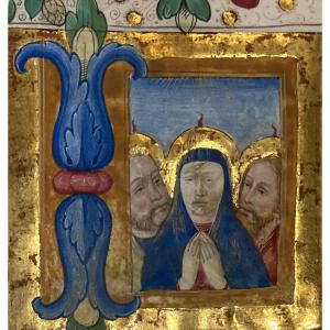 ECOLE ITALIENNE VERS 1480, FLORENCE "Enluminure" Gouache et peinture dorée