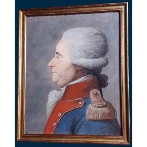 French School Late 18th Century "a Soldier" Pastel Drawing, Late 18th Century Frame