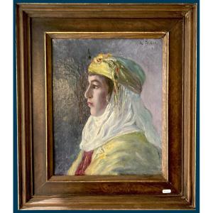 Tellier Raymond (1897-1985) "an Oriental Woman, Morocco" Oil On Canvas, Signed, 20th Century Frame