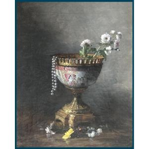 RIBOT Germain (1845-1893) "Fleurs" Huile sur toile, Signé