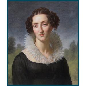 PAJOU Jacques Augustin (1766-1828) "Portrait de jeune femme" Huile/toile, Signé,daté, Cadre 19e