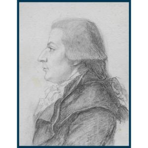 DUVIVIER Benjamin (Né en 1730) Graveur,Médailleur "Portrait d'homme" Dessin/Pierre noire,Annoté