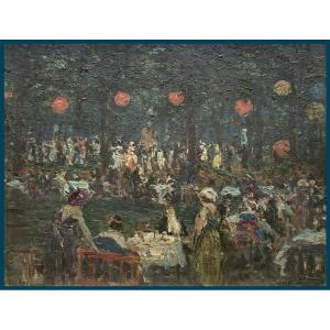 LAWSON Cecil Constant Philipp (1880-1967) Ecole Anglaise "Banquet champêtre" Huile sur panneau
