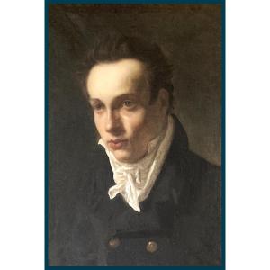 DROLLING Michel Martin (1789-1851) "Portrait de jeune homme"Huile/papier, Provenance, Cadre 19e