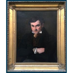 French School 19th Century "portrait Of A Man" Oil On Canvas, Signed And Dated, 19th Frame