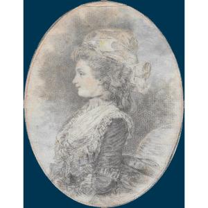 Downman John (1750-1824), English School "portrait Of A Woman" Drawing/black Chalk And Pastel