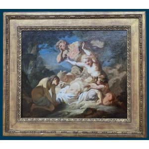 DUMONS Jean-Joseph Attrib. à (1687-1779) "Romulus déplorant la mort de Rémus" HST, Provenance