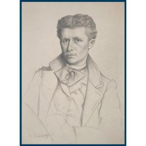 CORABOEUF Jean (1870-1947) "Autoportrait" Dessin au crayon noir, signé et annoté au dos