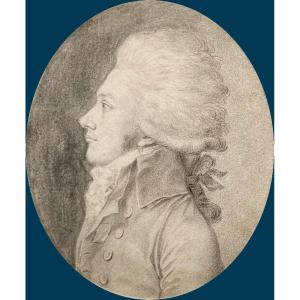 GUERIN Jean-Urbain (1761-1836) "Portrait Alexandre DE LAMETH" Dessin à la pierre noire