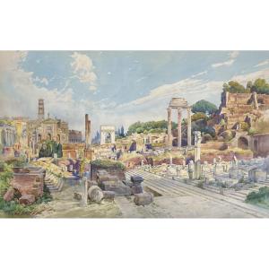 LESSIEUX Ernest (1848-1925) "Rome" Dessin à l'aquarelle, Signé