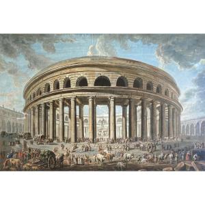 Italian School 18th Century "fantasy Architecture" Drawing/gouache, Frame