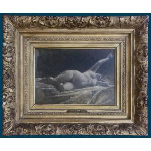 GLAIZE Léon (1842-1931) "Nu féminin" Huile sur toile, Signé, Son cadre d'origine fin 19e siècle