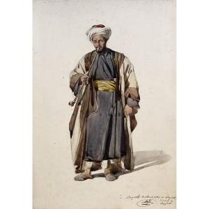Montfort, Antoine Philippe (1802–1884) “portrait Of Ismael Of Baghdad, Painted In Beirut” Watercolor, Signed
