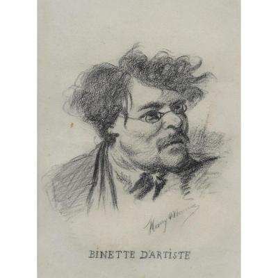 "binette d'Artiste" Drawing In Black Pencil, Henry Monnier