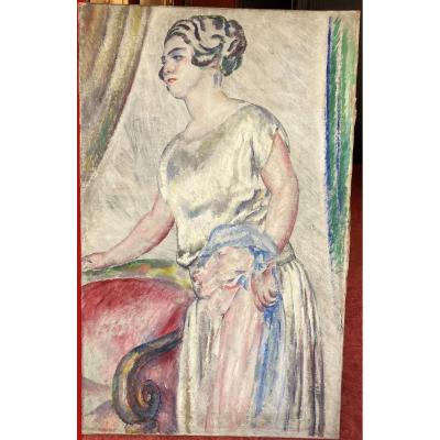 CARRERA Augustin (1878-1952) "Femme" Huile sur toile