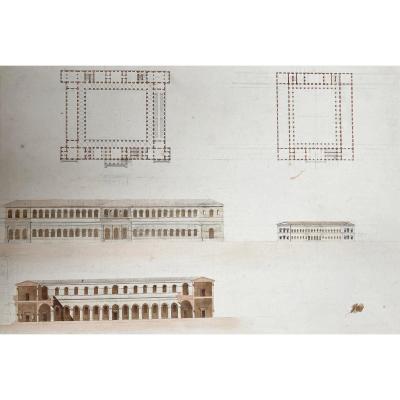 BALTARD LOUIS (1764-1846) ECOLE DE,"Façade,plans,Architecture" Dessin/Crayon,plume, René DARDEL