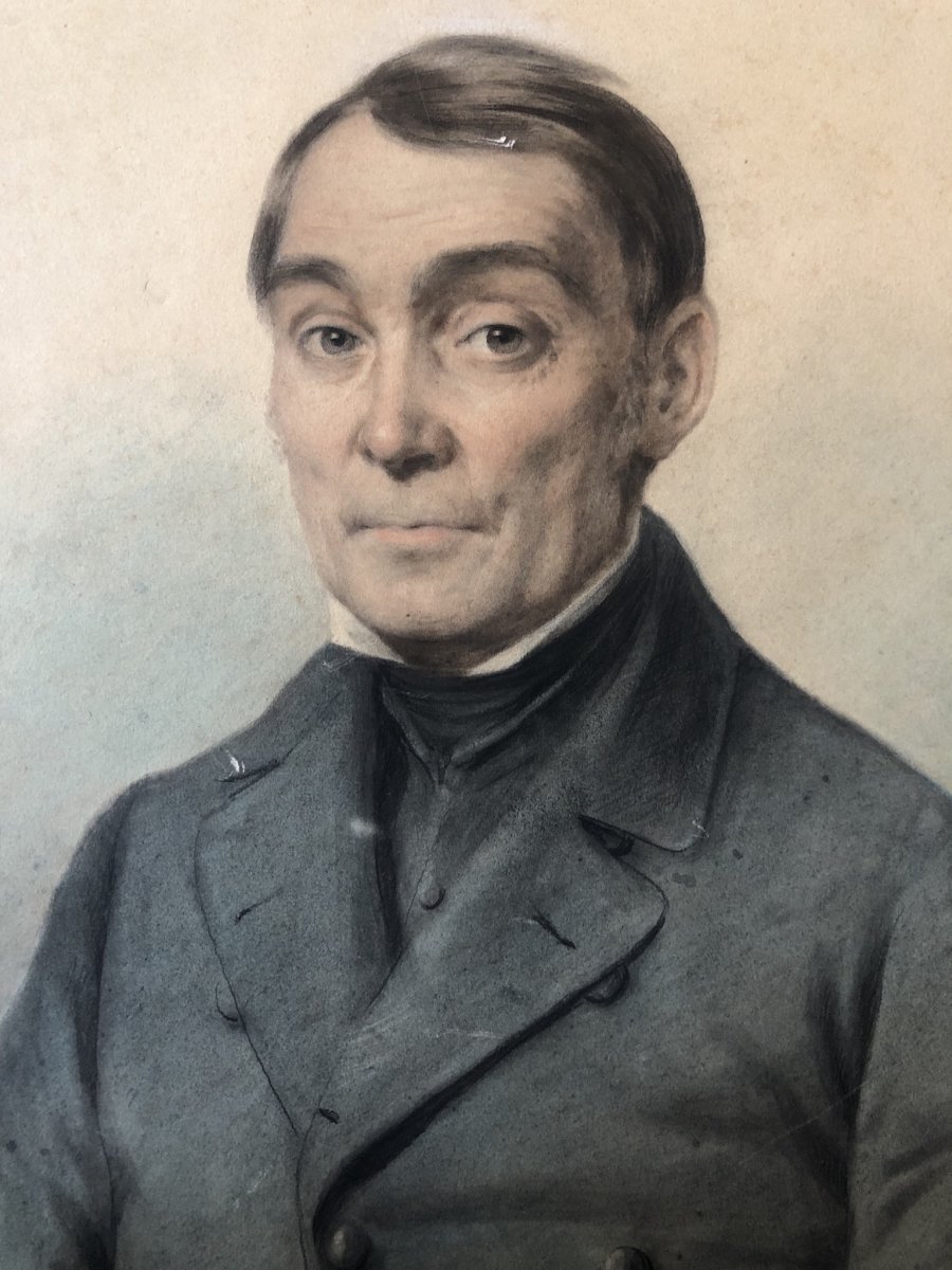 Portrait Crayon Signé Leman 1856-photo-2