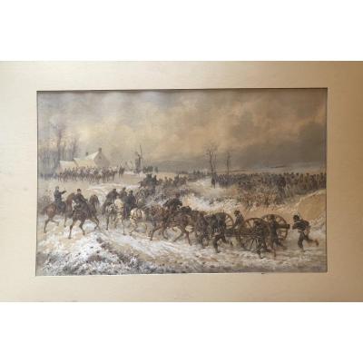 Watercolor Battle Of Bapaume - Orlando Norie 1880