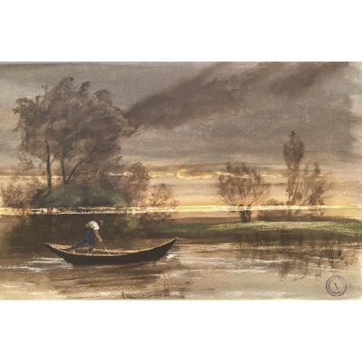 Gouache Signée Jean Desbrosses (1835-1892)