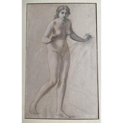 Pair Of Female Nude Drawings - XIXth Century