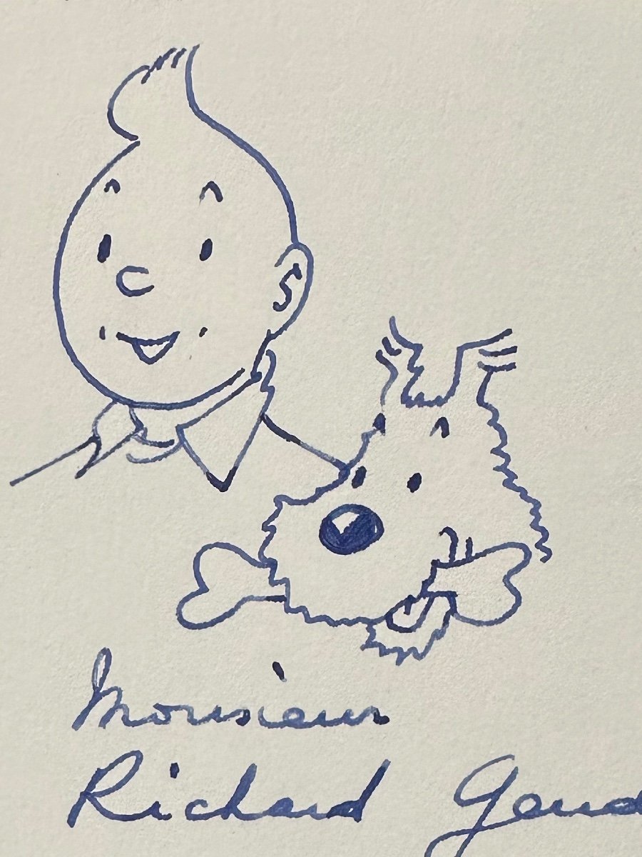 Georges Remi, Dit Hergé - Tintin Et Milou - 1969 - Encre Sur Papier-photo-4