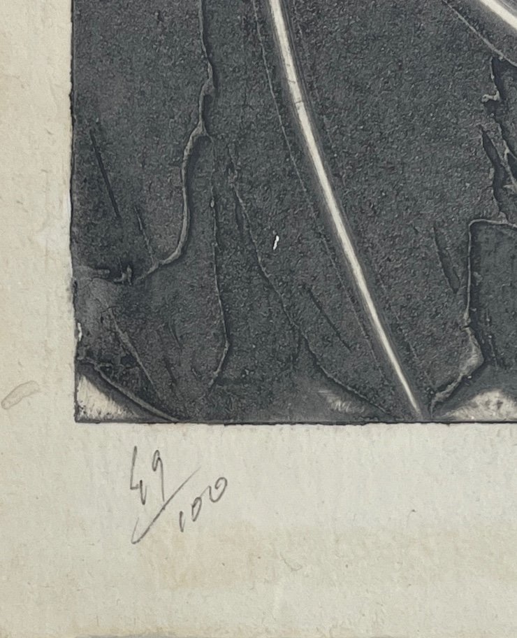 Jean Miotte - Sans Titre - Lithographie au carborundum et gouache-photo-4