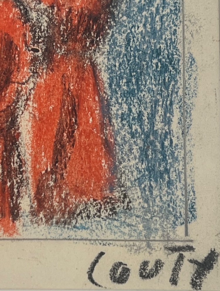 Jean Couty - Procession Of The Sanch In Perpignan - Pastel On Paper -photo-3