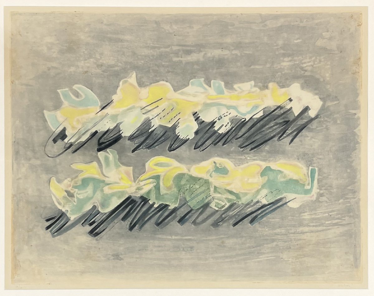 Jean Fautrier - Landscape 2, 1964 - Aquatint, Etching, Engraving On Japanese Paper-photo-2