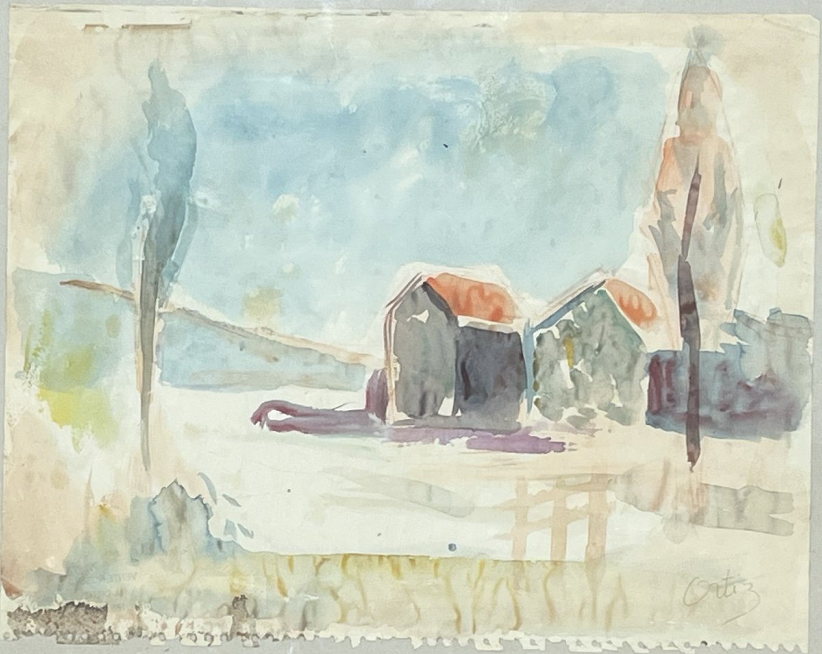 Manuel Ortiz De Zarate - Landscape - Watercolor On Paper -photo-2