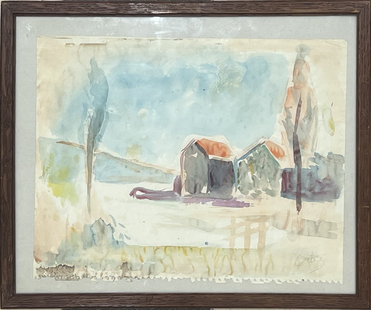 Manuel Ortiz De Zarate - Landscape - Watercolor On Paper 