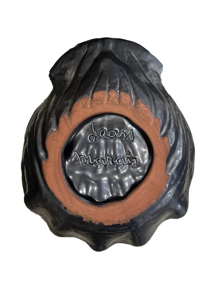 Jean Marais - Coupe Coquillage - Céramique émaillée Noire Métallique -photo-2