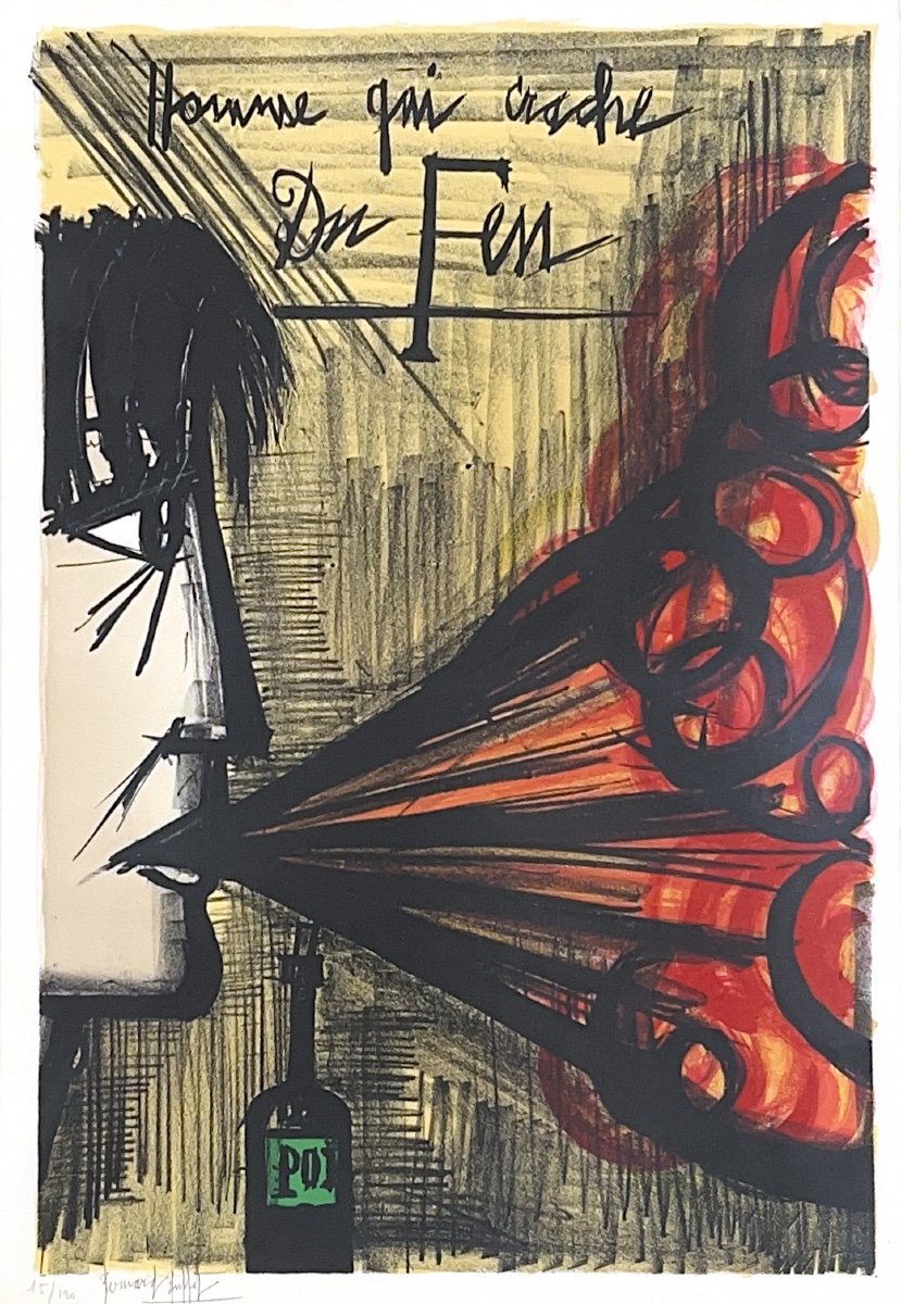 Bernard Buffet - Le Cracheur De Feu - Lithographie - 1968-photo-2