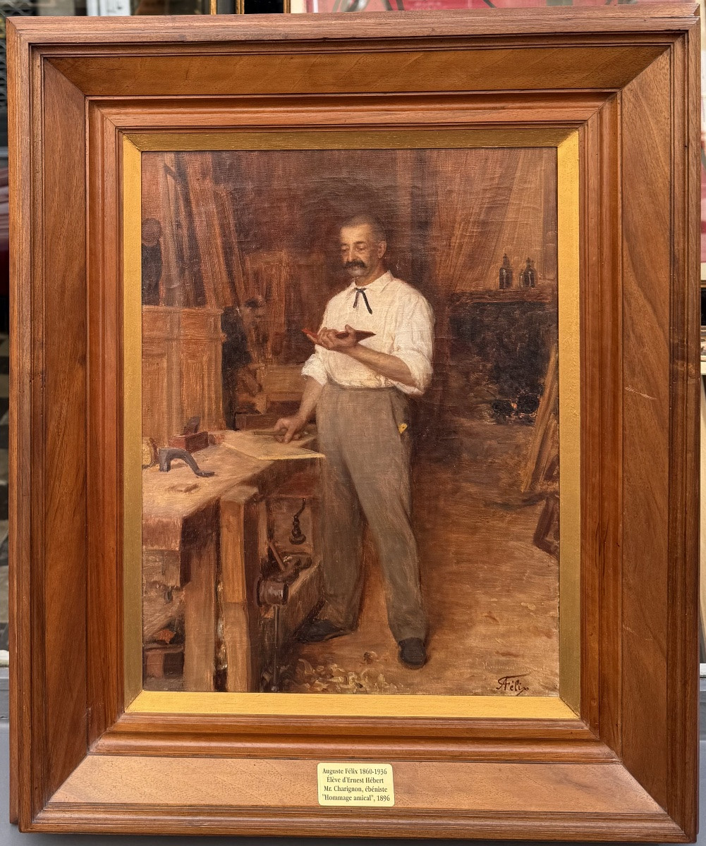 Auguste Félix - Mr. Charignon Dans Son Atelier - Huile Sur Toile -photo-2