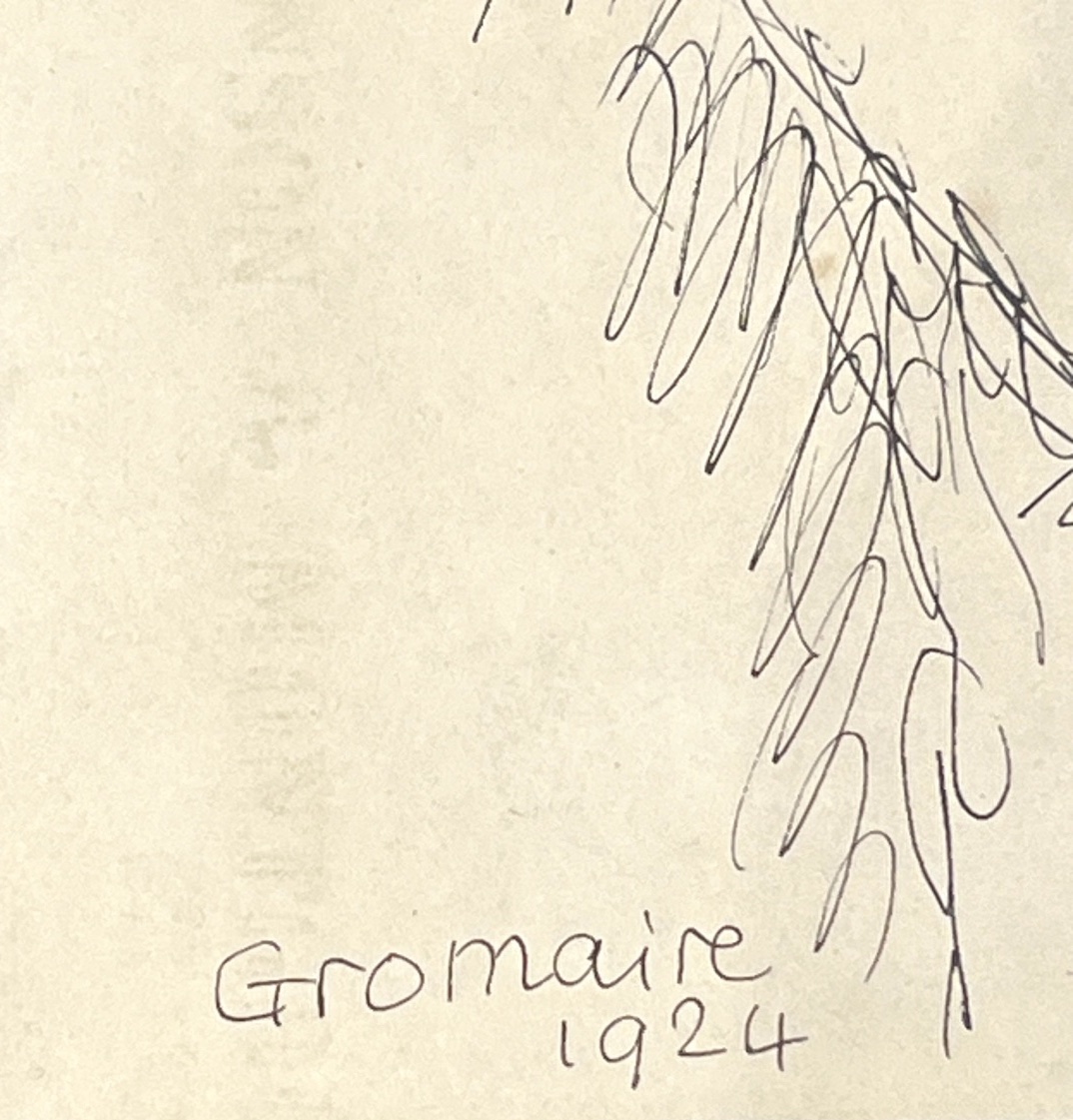 Marcel Gromaire - Tête De Face - Encre Sur Papier - 1924-photo-2