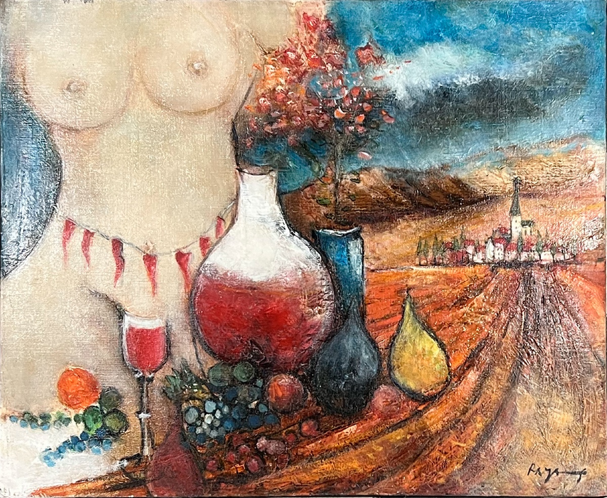 Raya Sorkine - Woman And Wine Of Provence - Oil On Canvas