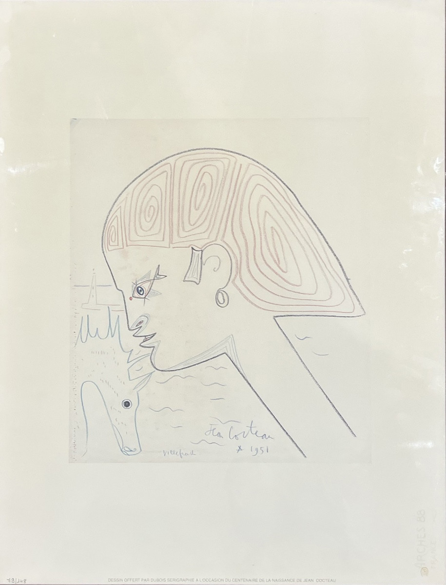Jean Cocteau D’après - Femme & Hippocampe - Sérigraphie Sur Papier Arches -photo-2