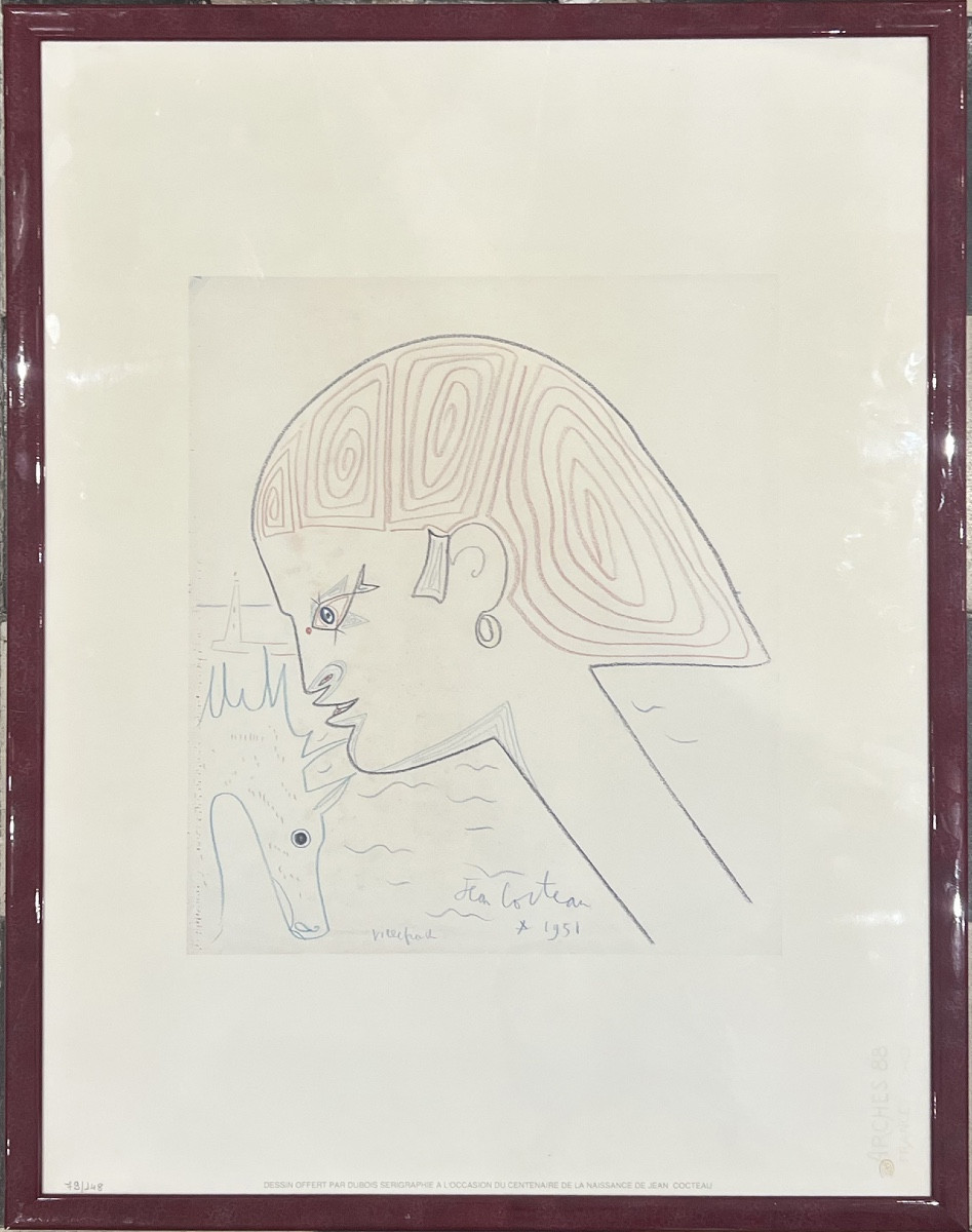 Jean Cocteau D’après - Femme & Hippocampe - Sérigraphie Sur Papier Arches 
